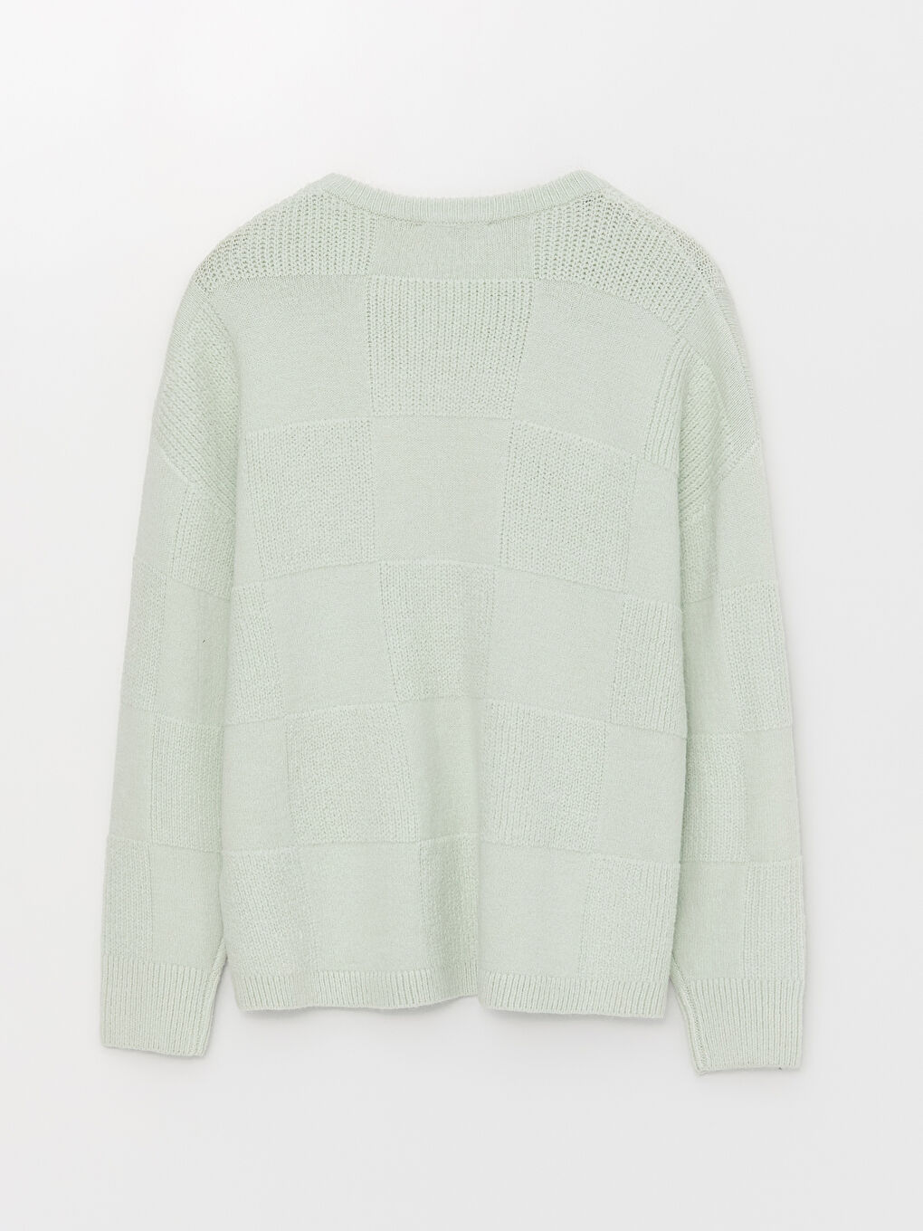 LCWAIKIKI Basic Bisiklet Yaka Kendinden Desenli Oversize Kadın Triko Kazak -W34284Z8-FTU