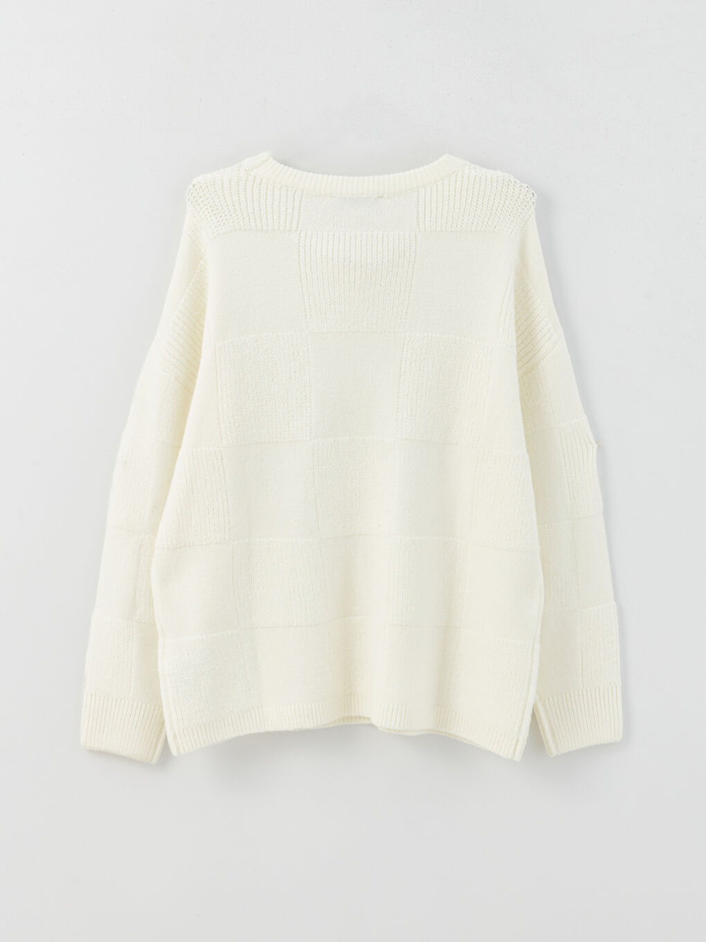 LCWAIKIKI Basic Crew Neck Self-Patterned Oversize Women's Knitwear Sweater -W34284Z8-V9H