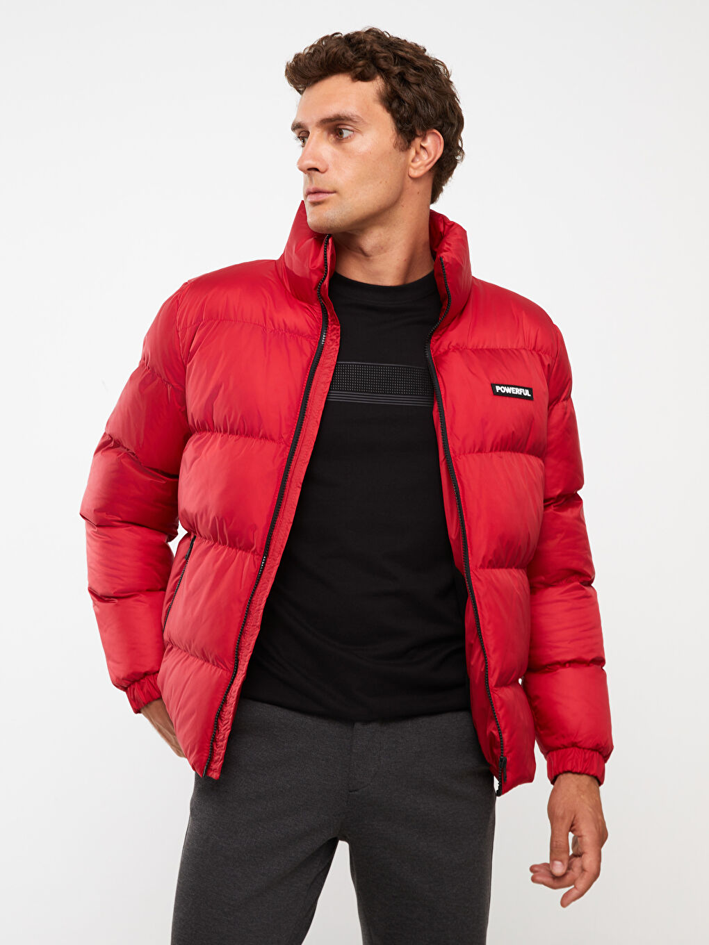 Standard Fit Funnel Neck Men's Puffer Coat-1