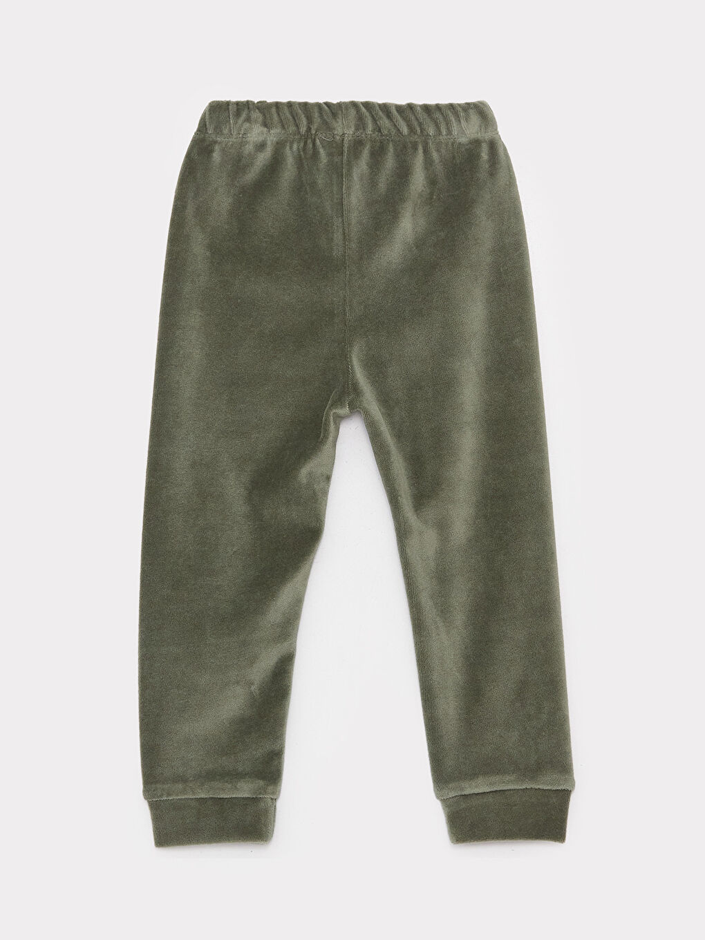 Yeşil Beli Lastikli Kadife Erkek Bebek Pijama Alt 2'li-3