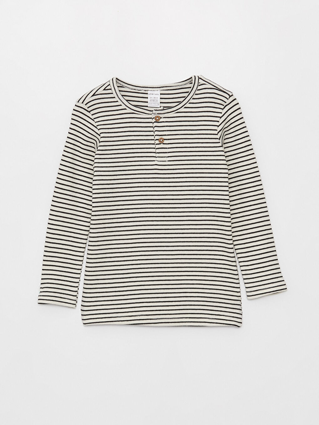 طقم بيجاما للأولاد الصغار مُخَطَّط برقبة دائرية وكم طويل-1