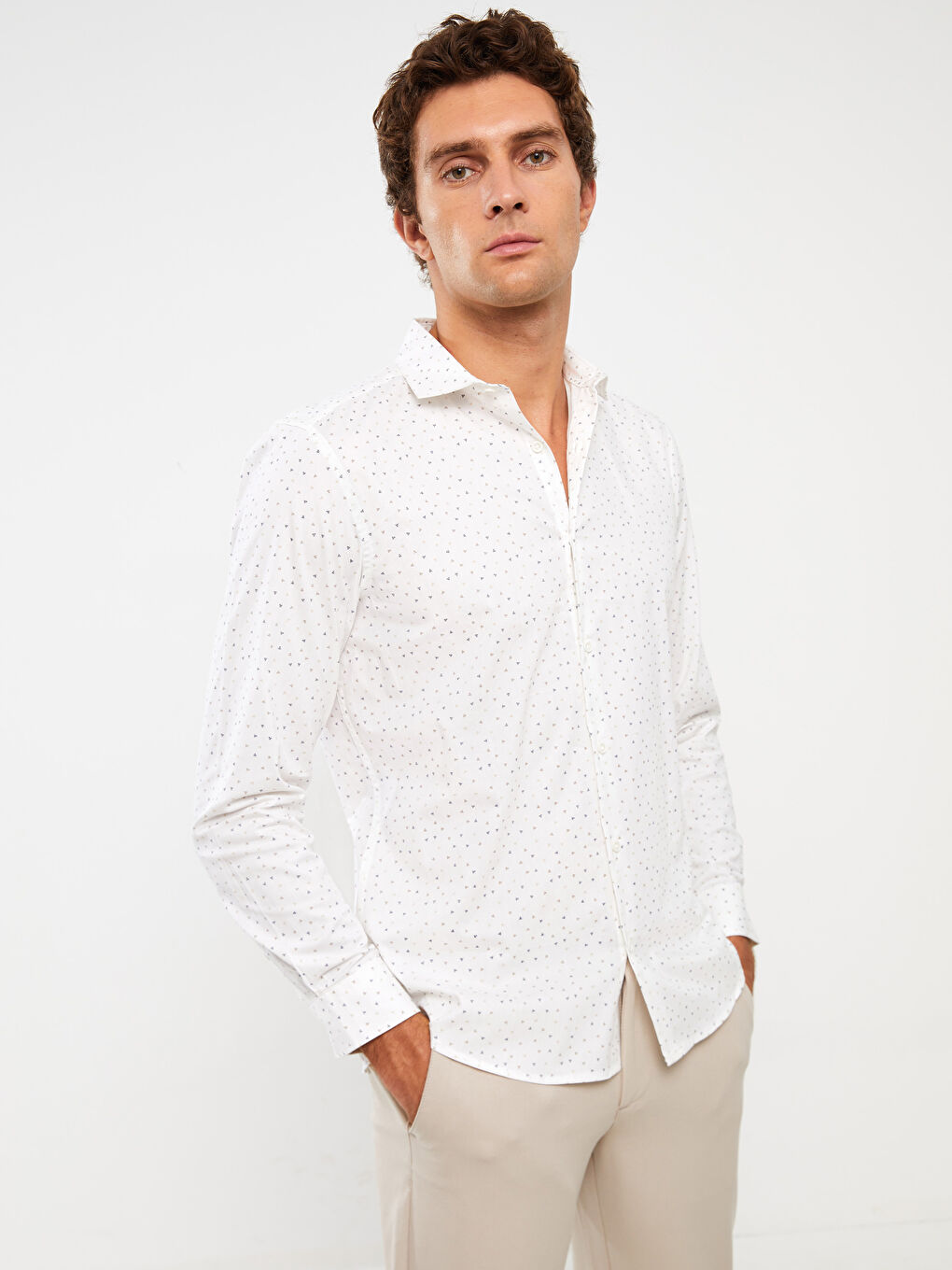 LCW Vision Slim Fit Long Sleeve Oxford Men's Shirt -W34380Z8-Q6K