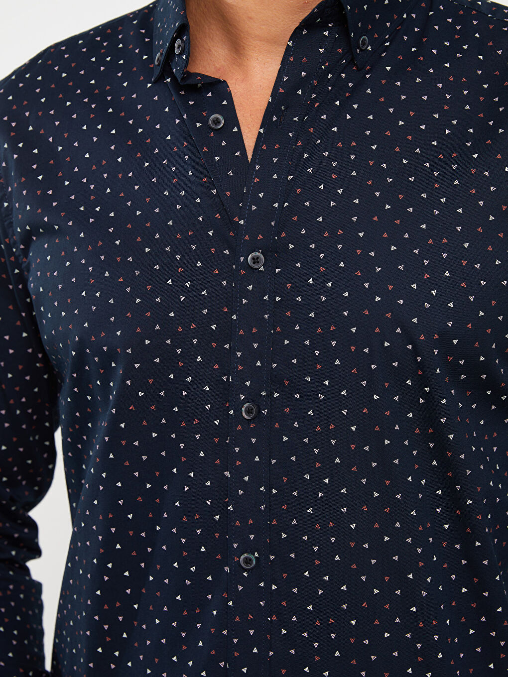 LCW Vision Slim Fit Long Sleeve Patterned Oxford Men's Shirt -W34382Z8-RFH