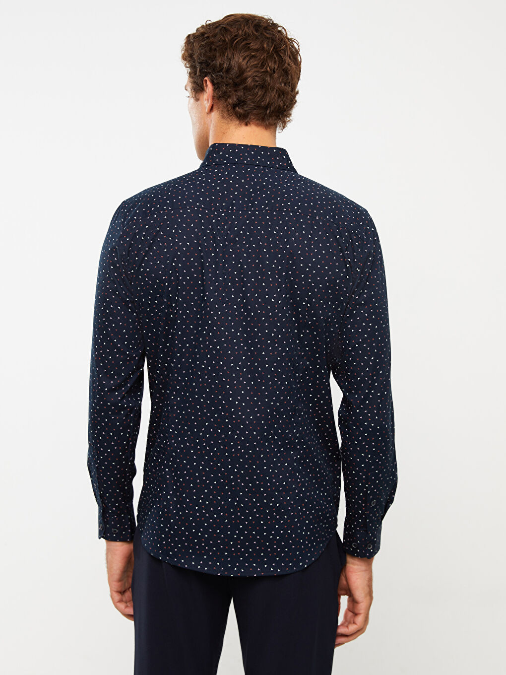 LCW Vision Slim Fit Long Sleeve Patterned Oxford Men's Shirt -W34382Z8-RFH