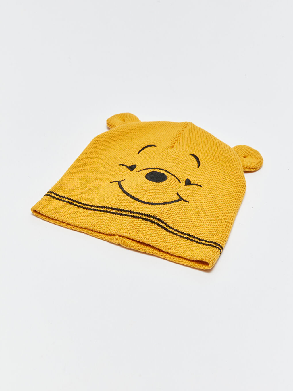 LCW baby Pastel Sarı Winnie the Pooh Nakışlı Erkek Bebek Triko Bere - 1