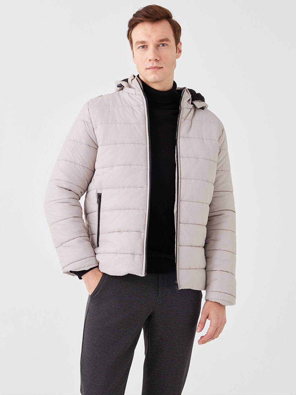 Standard Fit Hooded Men's Puffer Coat-1