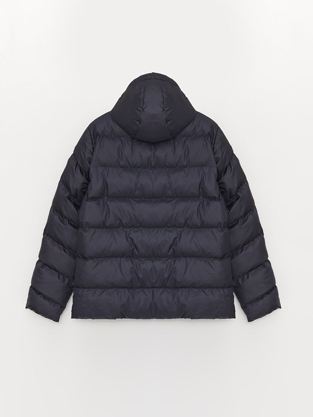 Lacivert Standart Kalıp Kapüşonlu Erkek Şişme Mont-7