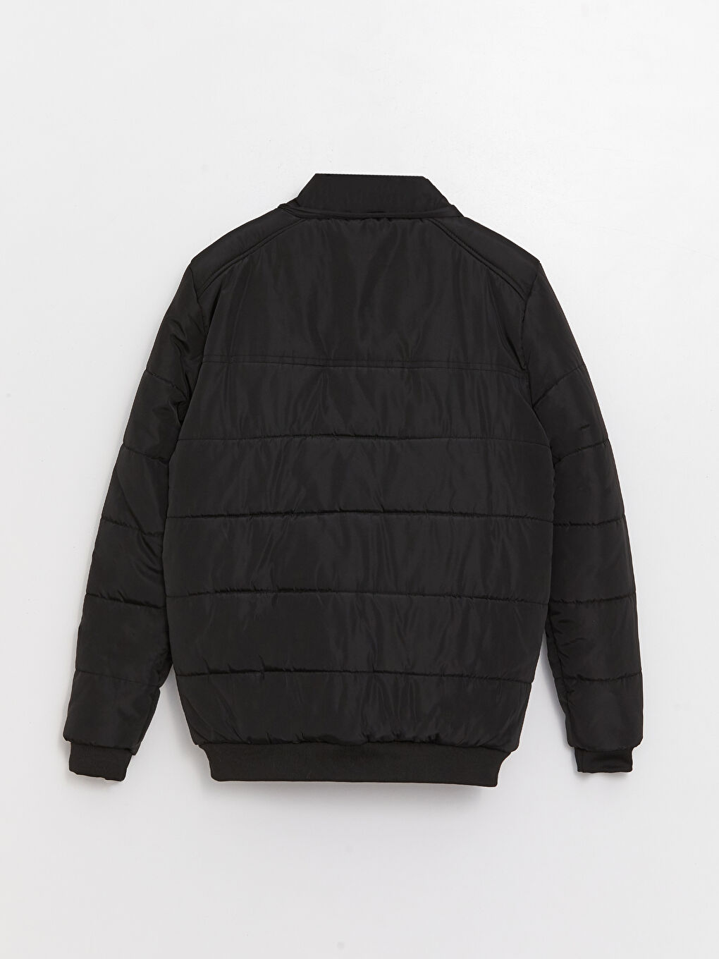 Siyah Standart Kalıp Kapüşonlu Erkek Şişme Mont-7