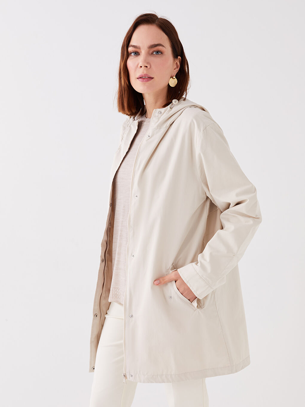 LCW Grace Women's Hooded Plain Coat -W34514Z8-S2E