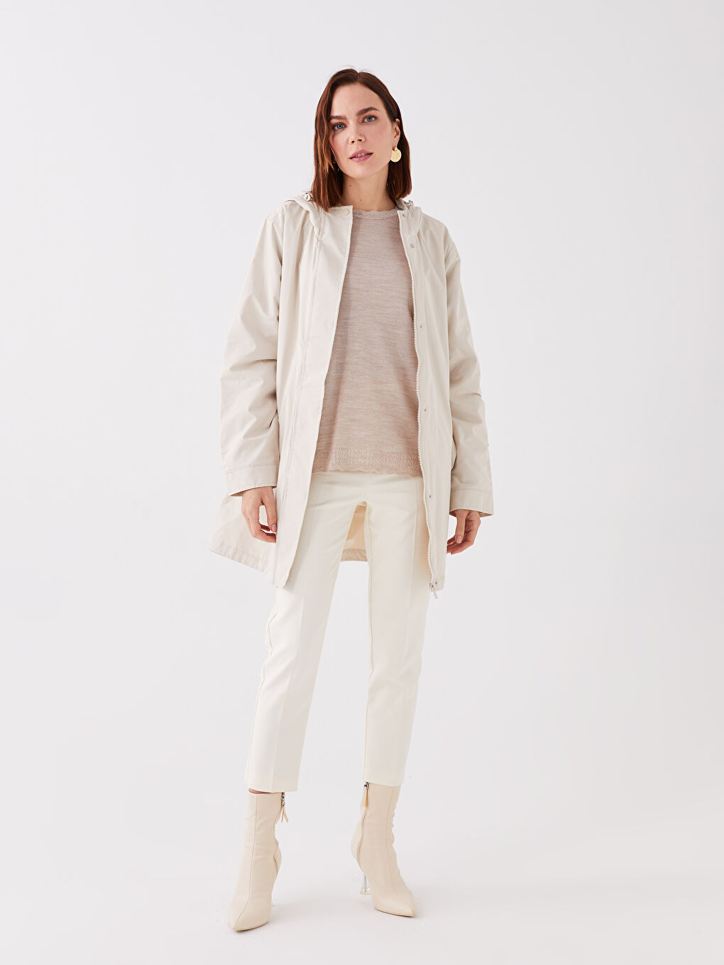 LCW Grace Women's Hooded Plain Coat -W34514Z8-S2E