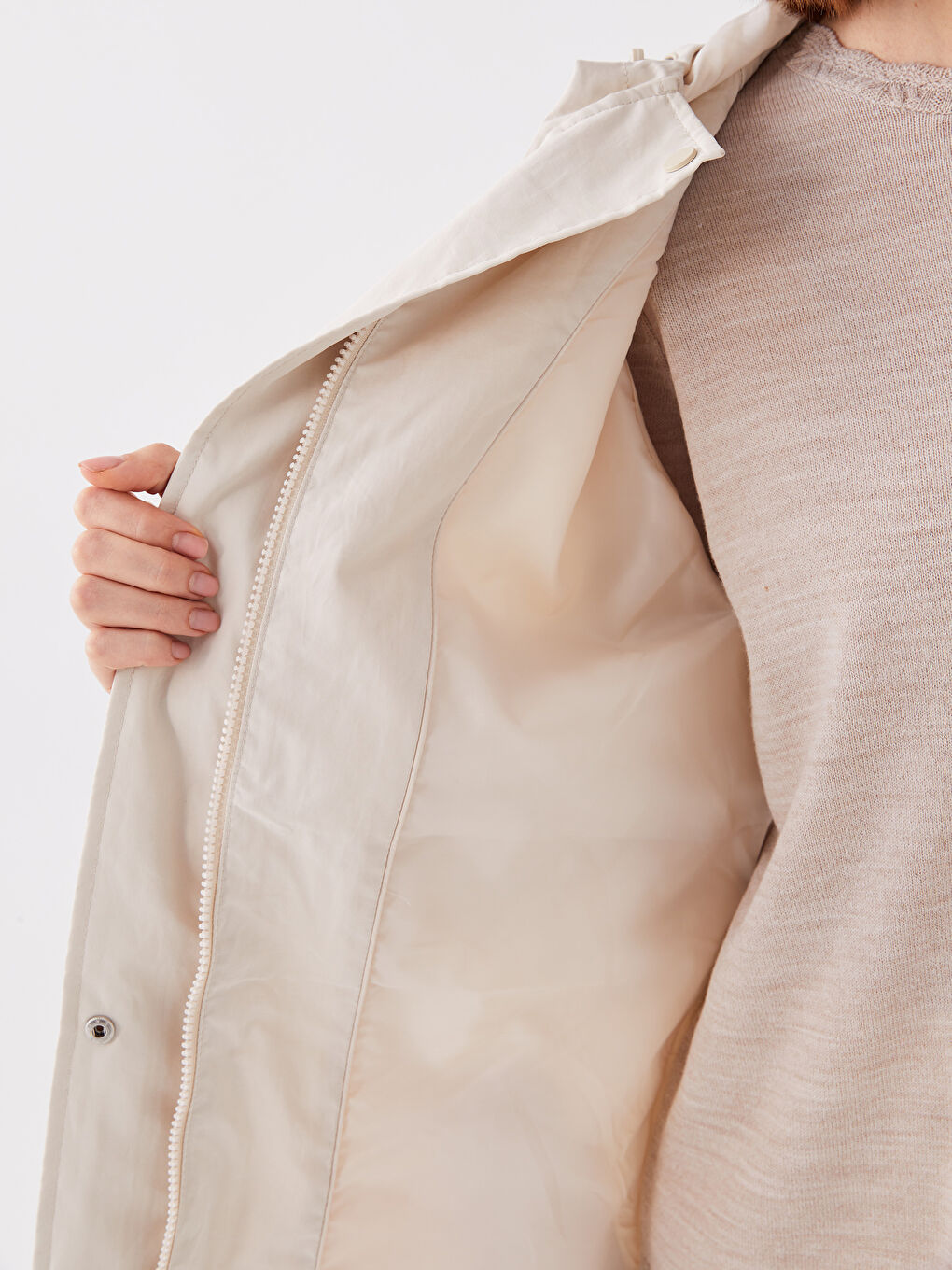 LCW Grace Women's Hooded Plain Coat -W34514Z8-S2E
