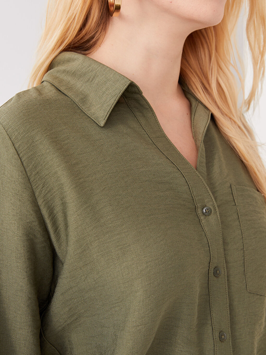 Cămașă Simplă cu Mânecă Lungă Supradimensionată pentru Femei-3