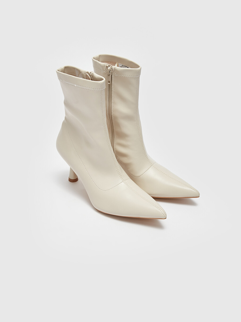 Faux Leather Pointed Women's Heeled Boots