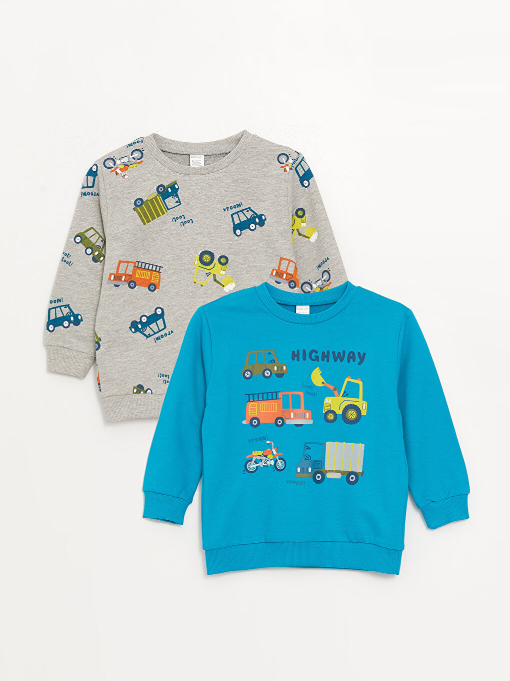 LCW baby Printed Long Sleeve Baby Boys' Sweatshirt 2 Pack -W34629Z1-GYC