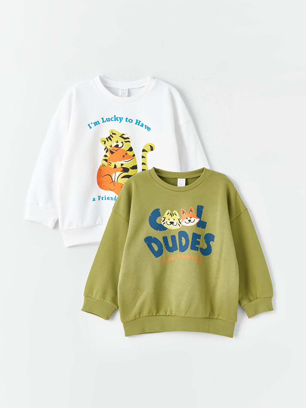 принтті ұзын жеңді сәби ұлдарға арналған свитшот 2 данадан тұратын