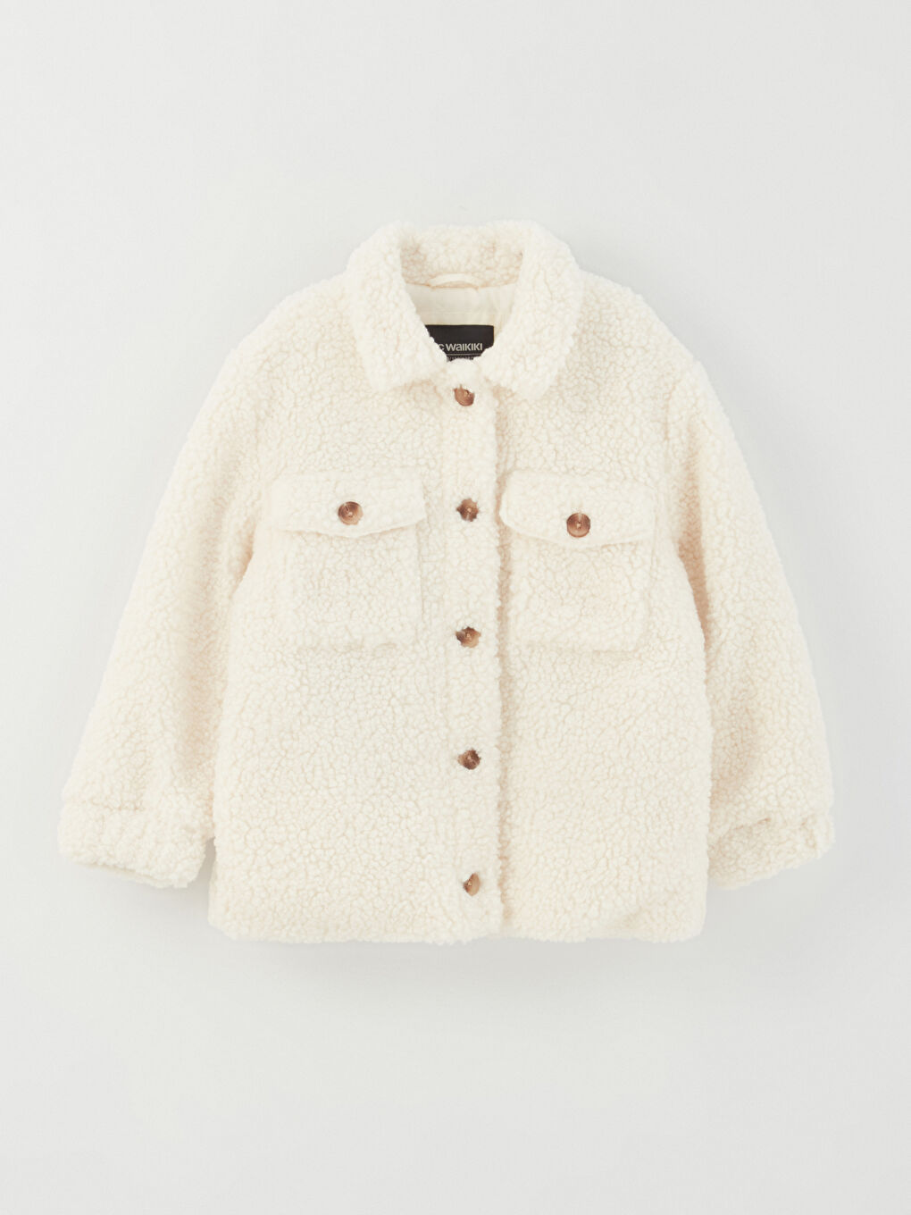 Пальто из плюша с отложным воротником для девочек-1