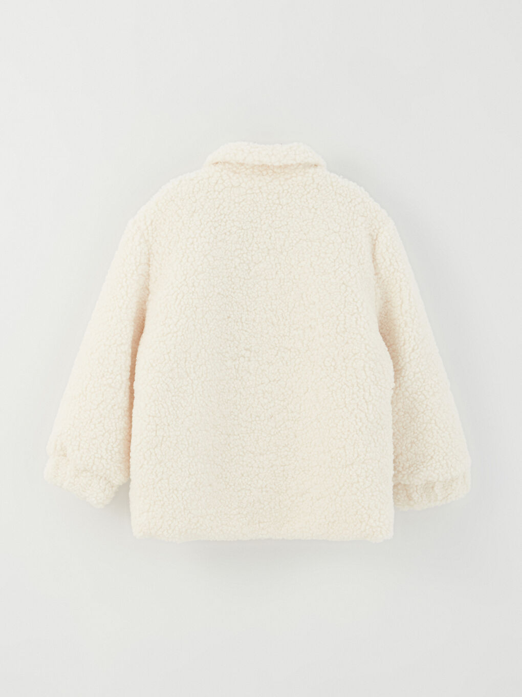 Пальто из плюша с отложным воротником для девочек-3