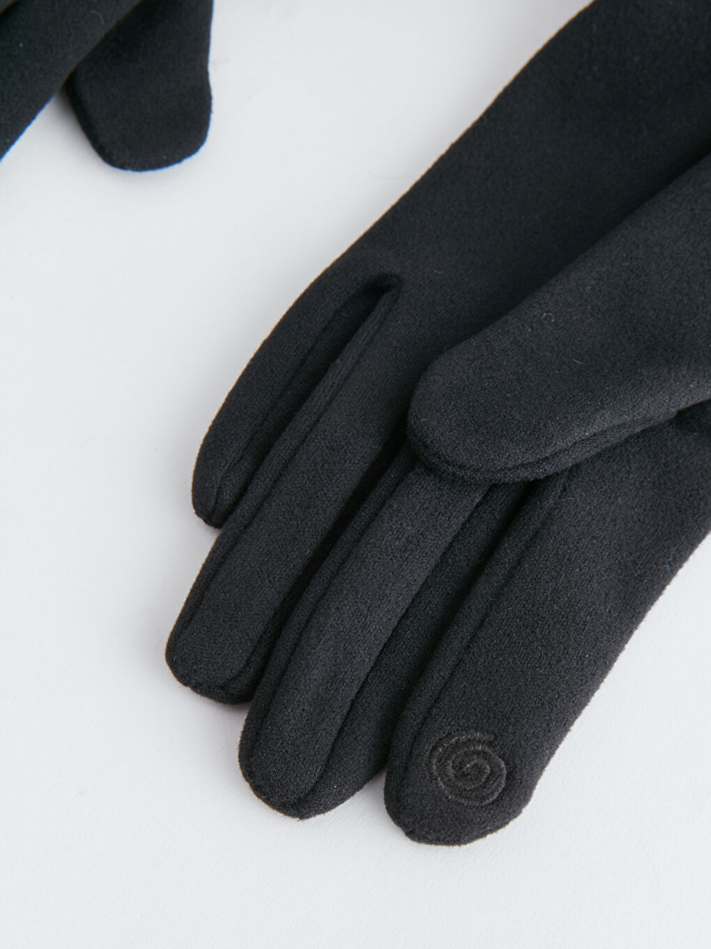 Women's Fur Detailed Suede Gloves-1