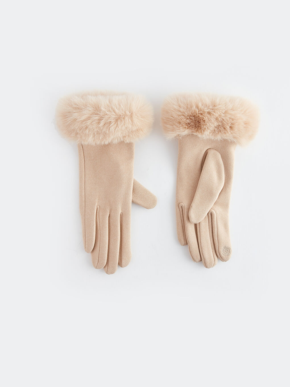 LCW ACCESSORIES Women's Fur Detailed Suede Gloves -W34691Z8-S23