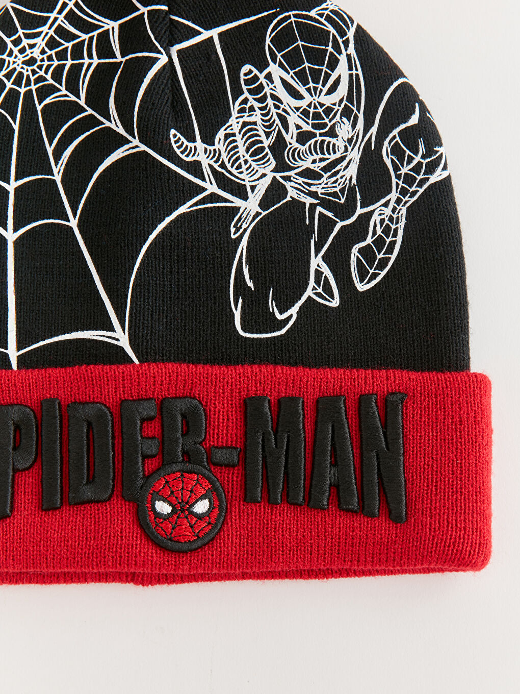 Siyah Spider-Man Lisanslı Ponponlu Erkek Çocuk Triko Bere-2