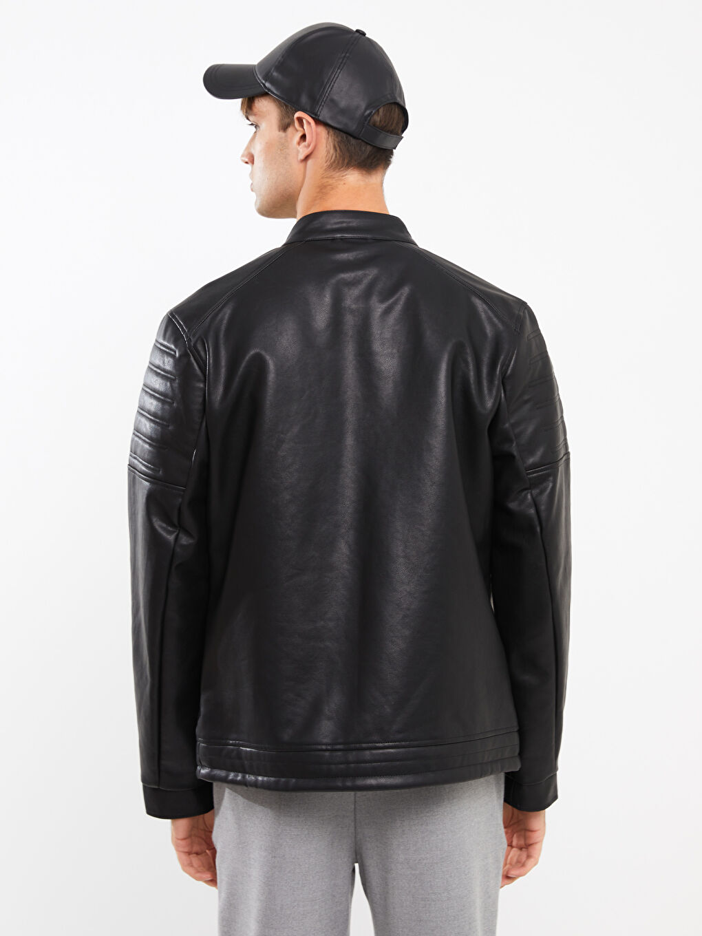 XSIDE Palton din Piele Ecologică Slim Fit cu Guler Biker