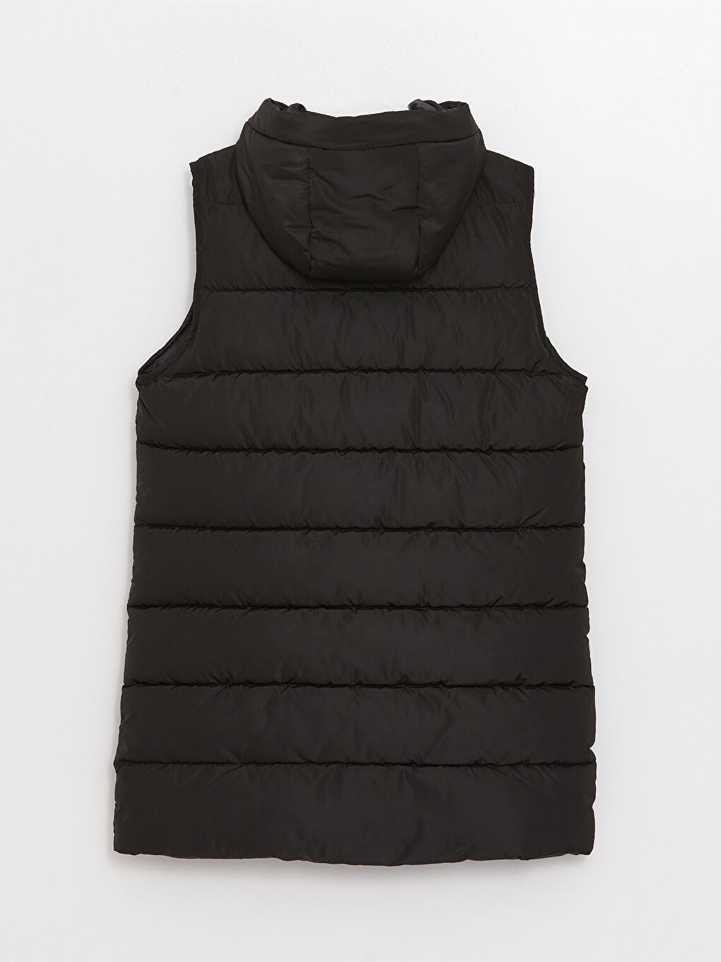 Siyah Kapüşonlu Düz Cep Detaylı Kadın Şişme Yelek-7