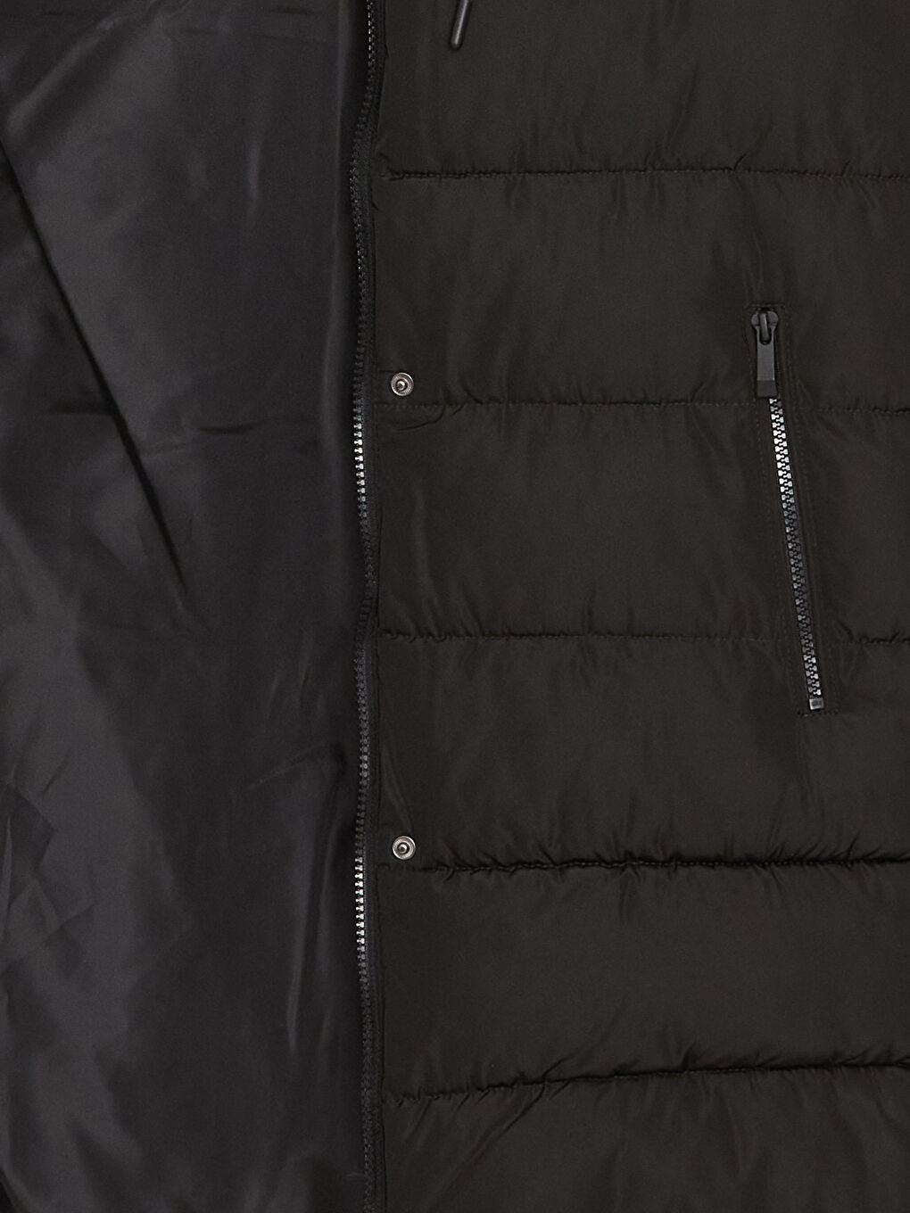 Siyah Kapüşonlu Düz Cep Detaylı Kadın Şişme Yelek-8