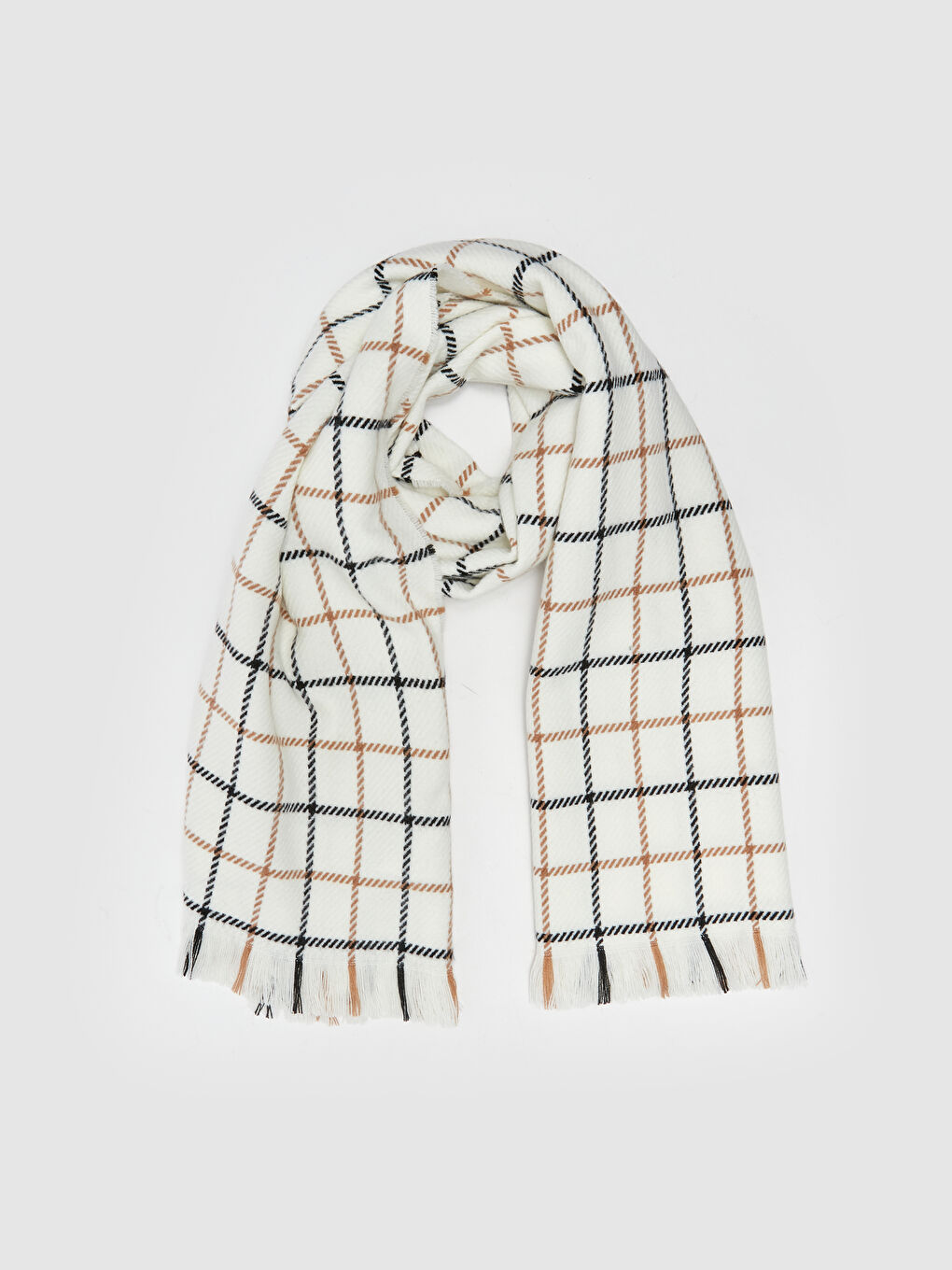 LCW ACCESSORIES Fringed Plaid Patterned Women's Scarf -W34750Z8-LLX