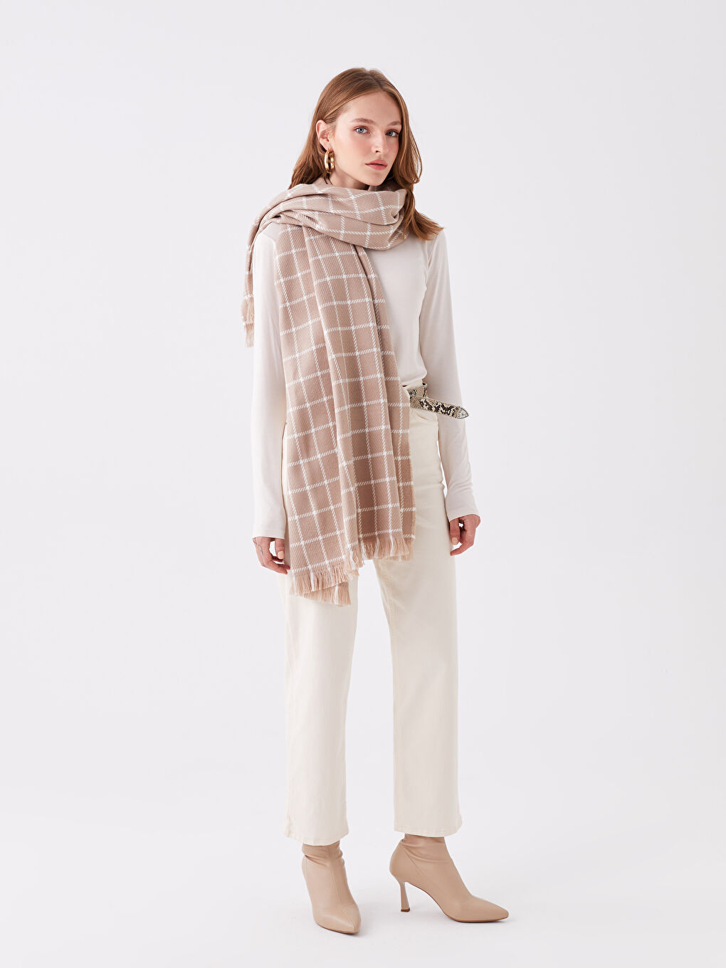 LCW ACCESSORIES Karierter Schal für Damen mit Fransen -W34750Z8-DFV