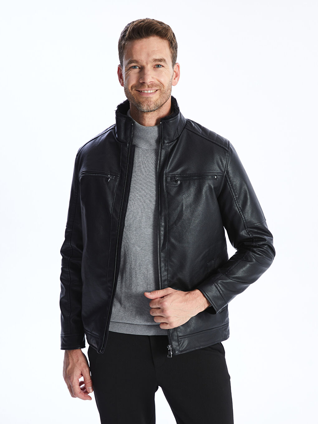 LCWAIKIKI Classic Manteau en Similicuir à Col Chemise pour Hommes Coupe Standard -W34753Z8-CVL