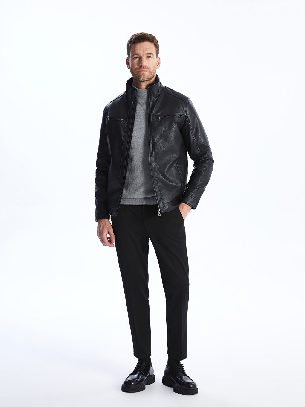 LCWAIKIKI Classic Manteau en Similicuir à Col Chemise pour Hommes Coupe Standard -W34753Z8-CVL