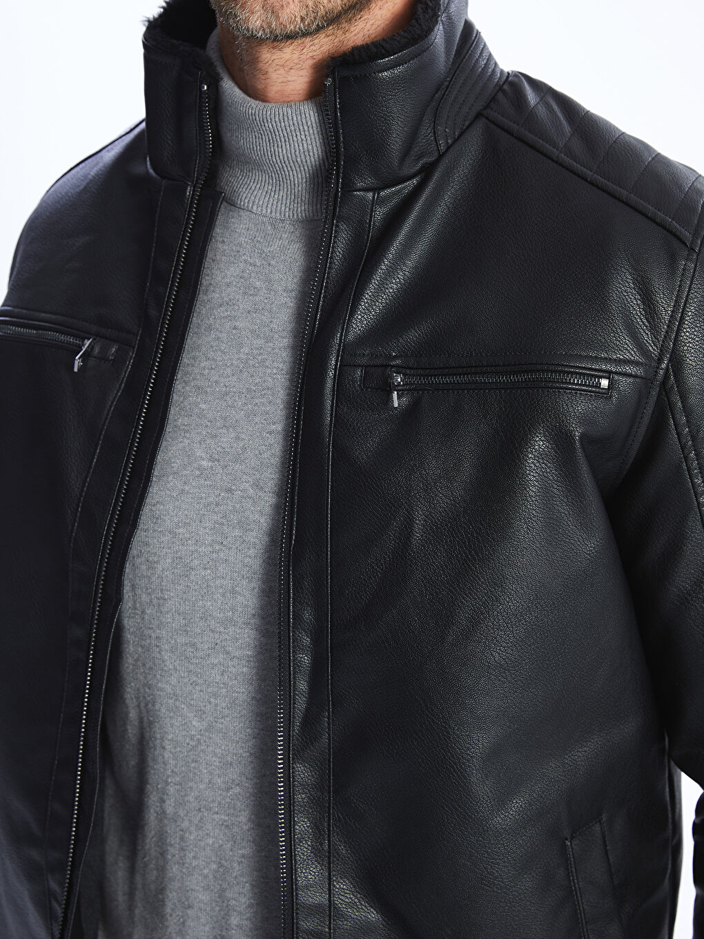LCWAIKIKI Classic Manteau en Similicuir à Col Chemise pour Hommes Coupe Standard -W34753Z8-CVL