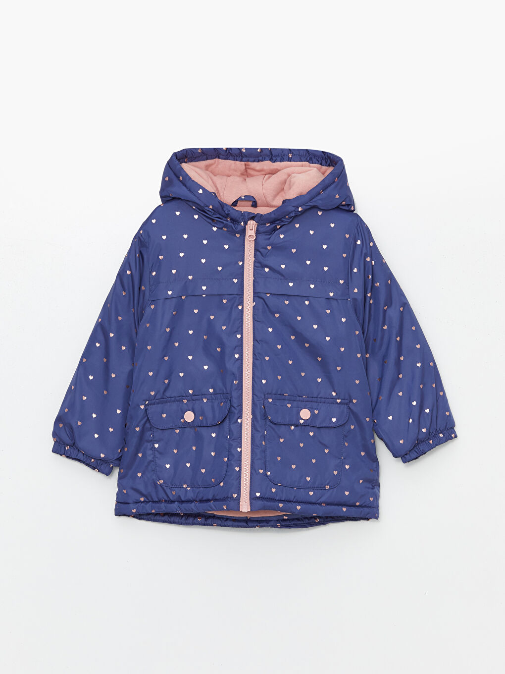 Mavi Kapüşonlu Kız Bebek Mont