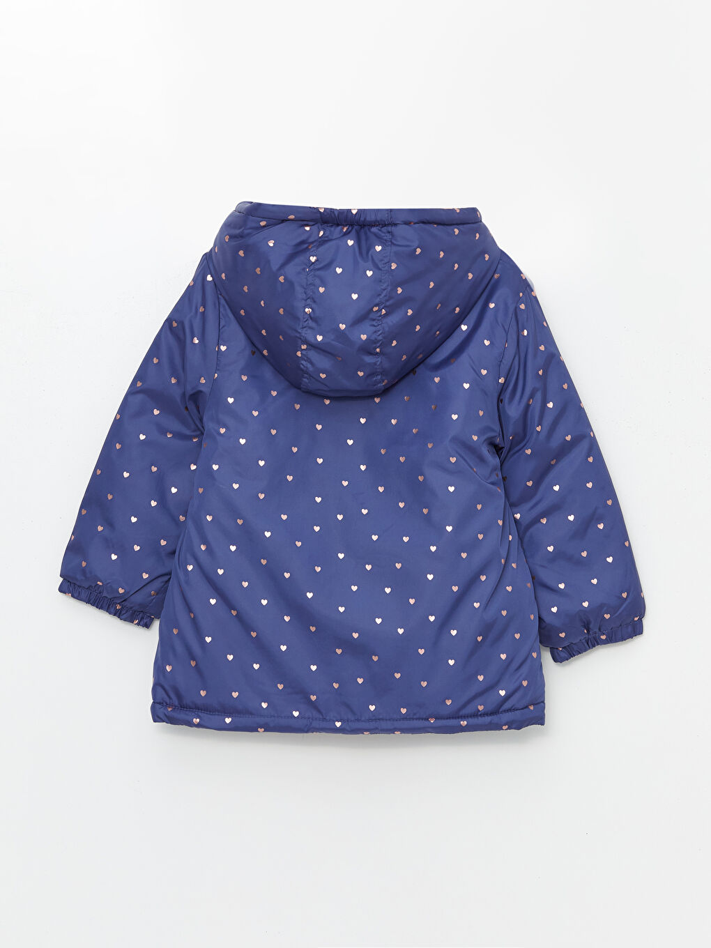 Mavi Kapüşonlu Kız Bebek Mont-1