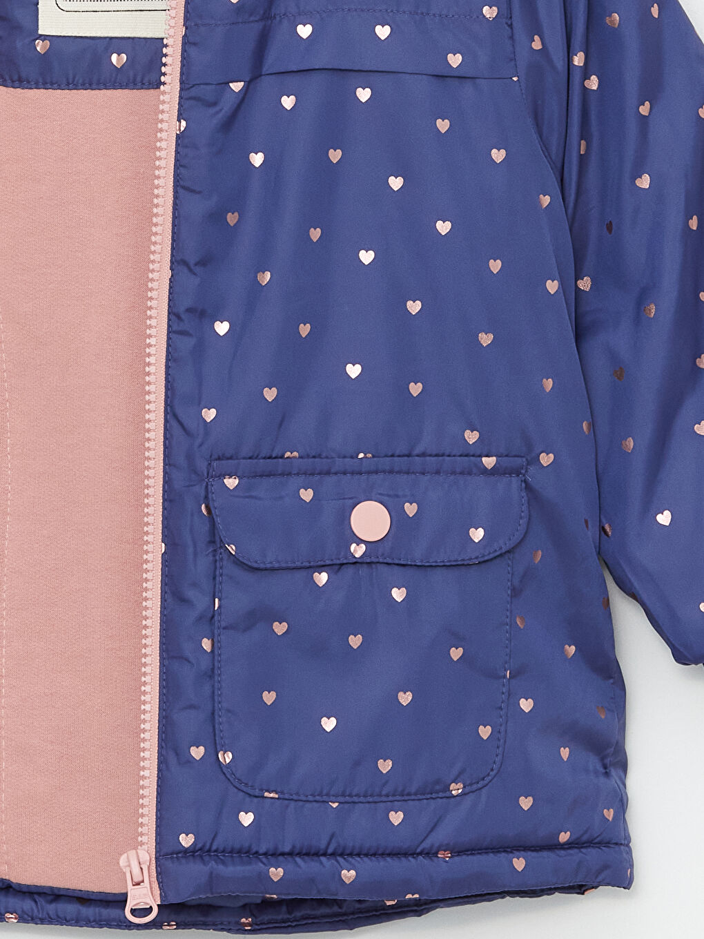 Mavi Kapüşonlu Kız Bebek Mont-2