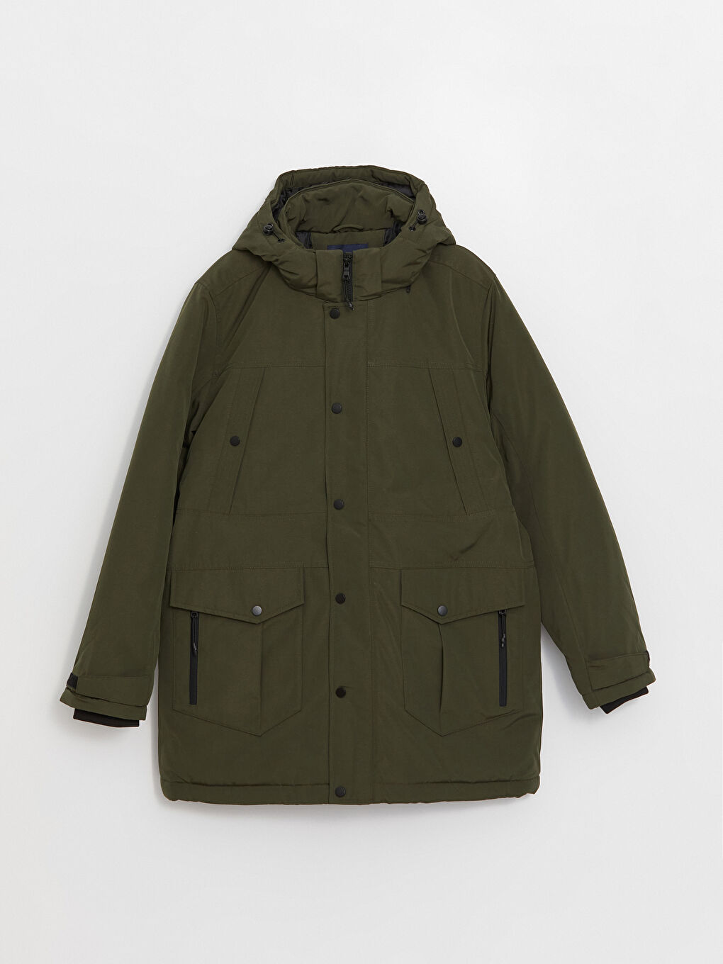 LCWAIKIKI Classic Haki Standart Kalıp Kapüşonlu Erkek Parka - 6