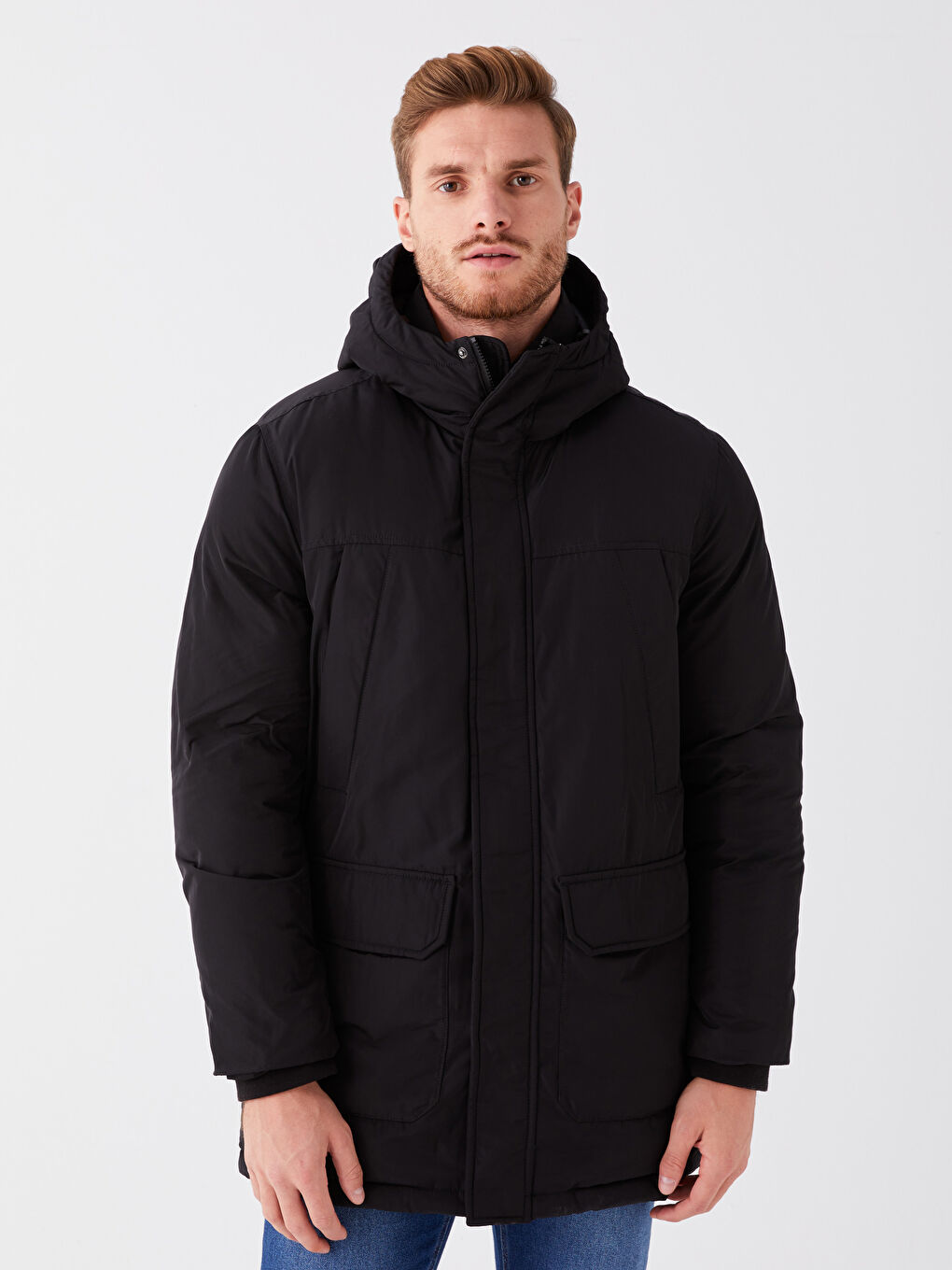 Regular Fit Hooded Men's Parka-1