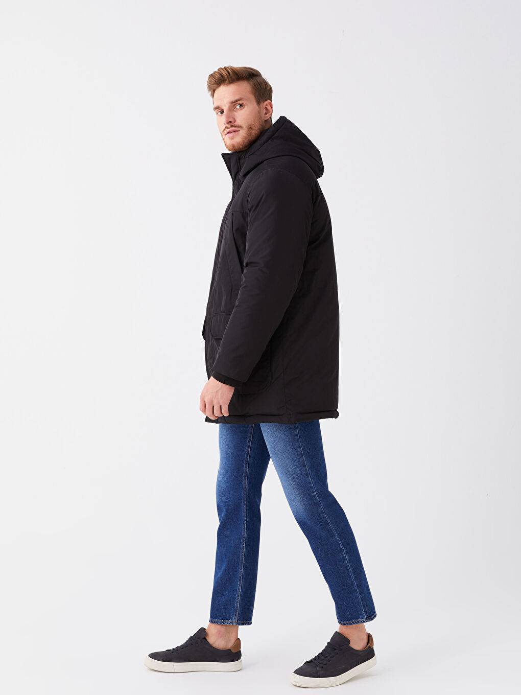 Regular Fit Hooded Men's Parka-2
