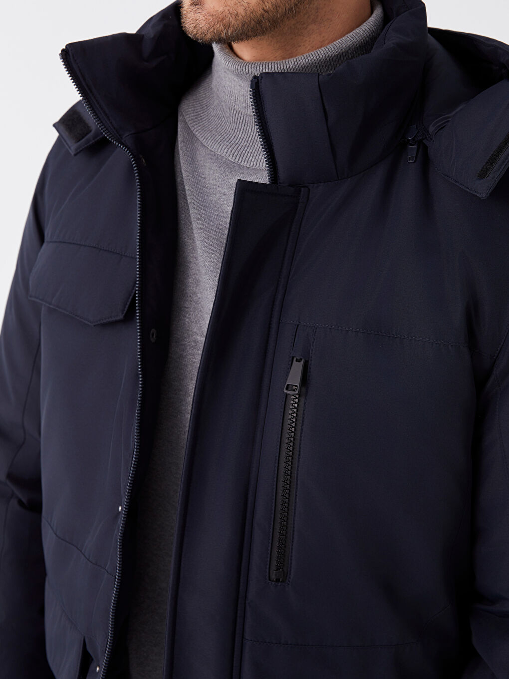 Standard Fit Hooded Men's Coat-4