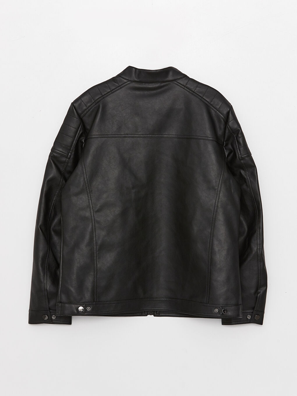 Standard Fit Biker Neck Men's Leather Look Coat-6