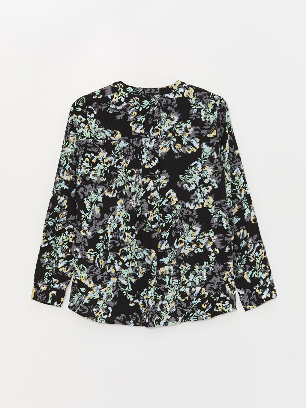 Siyah Kaçık Yaka Desenli Uzun Kollu Kadın Bluz-6