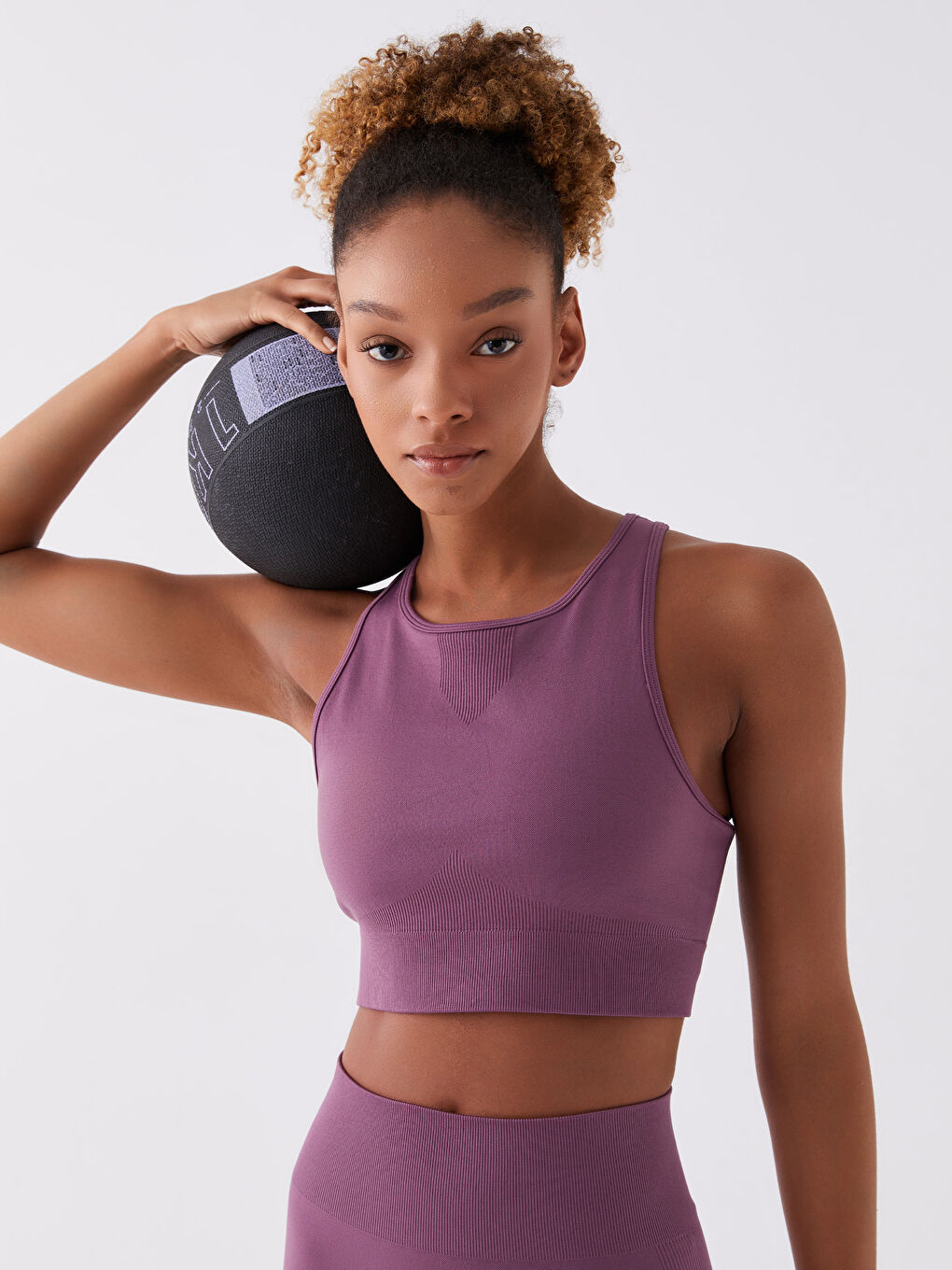 XSIDE ACTIVE Crew Neck Plain Seamless Women's Sports Bustier -W34790Z8-HBM