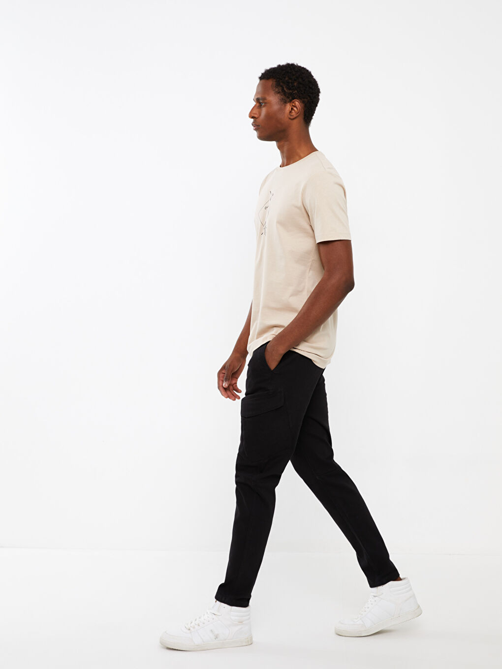 Siyah Slim Fit Erkek Kargo Pantolon