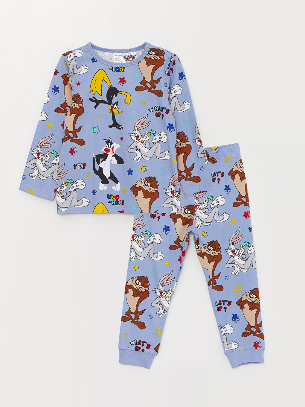 LCW baby Mavi Bisiklet Yaka Looney Tunes Baskılı Erkek Bebek Pijama Takımı - 2