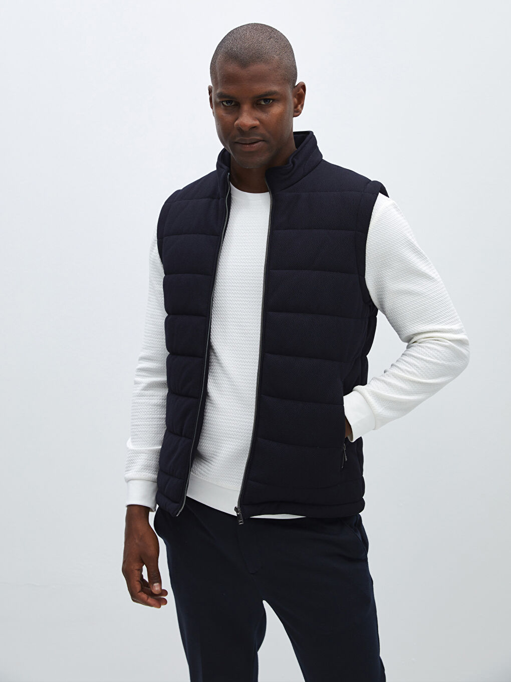 Slim Fit Funnel Neck Men's Puffer Gilet