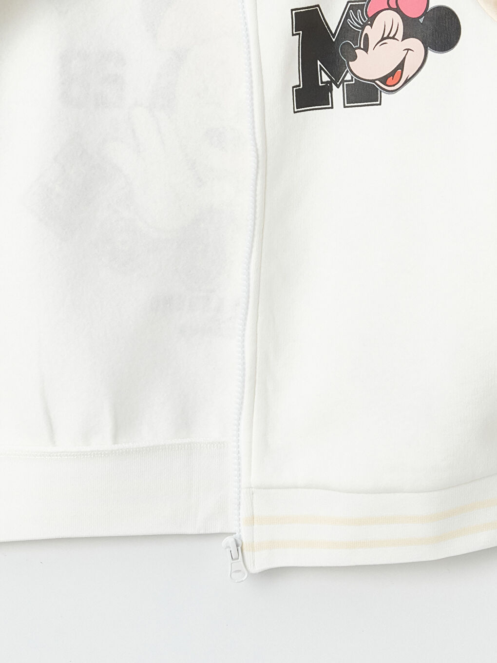 Ekru Minnie Mouse Baskılı Uzun Kollu Kız Çocuk Kolej Ceket-1