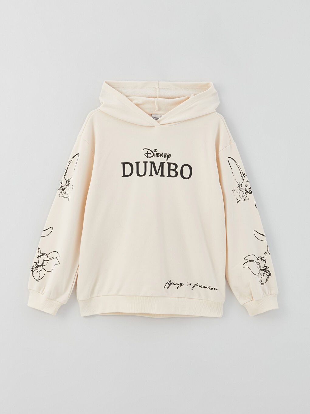 LCW Kids Uçuk Pembe Kapüşonlu Dumbo Baskılı Uzun Kollu Kız Çocuk Sweatshirt