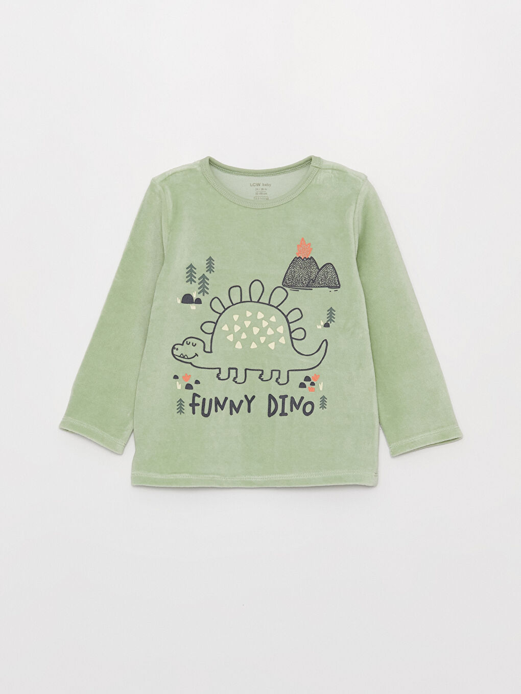 LC Waikiki Crew Neck Long Sleeve Printed Velvet Baby Boy Pajama Set -W34942Z1-RYZ