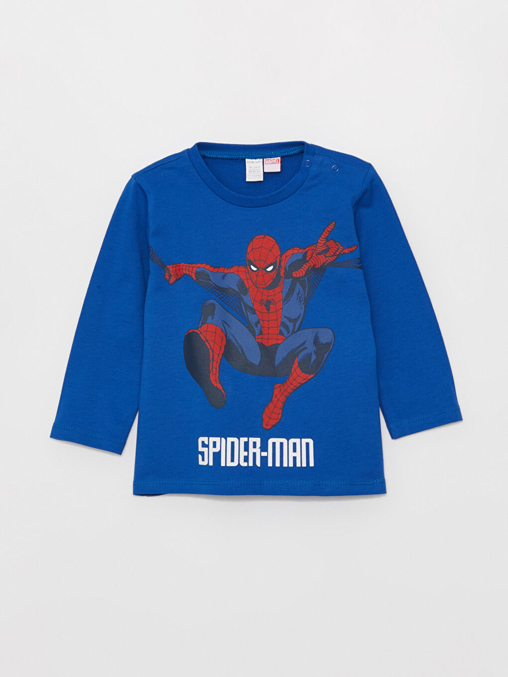 LCW baby Koyu Mavi Bisiklet Yaka Spiderman Baskılı Uzun Kollu Erkek Bebek Pijama Takımı - 4