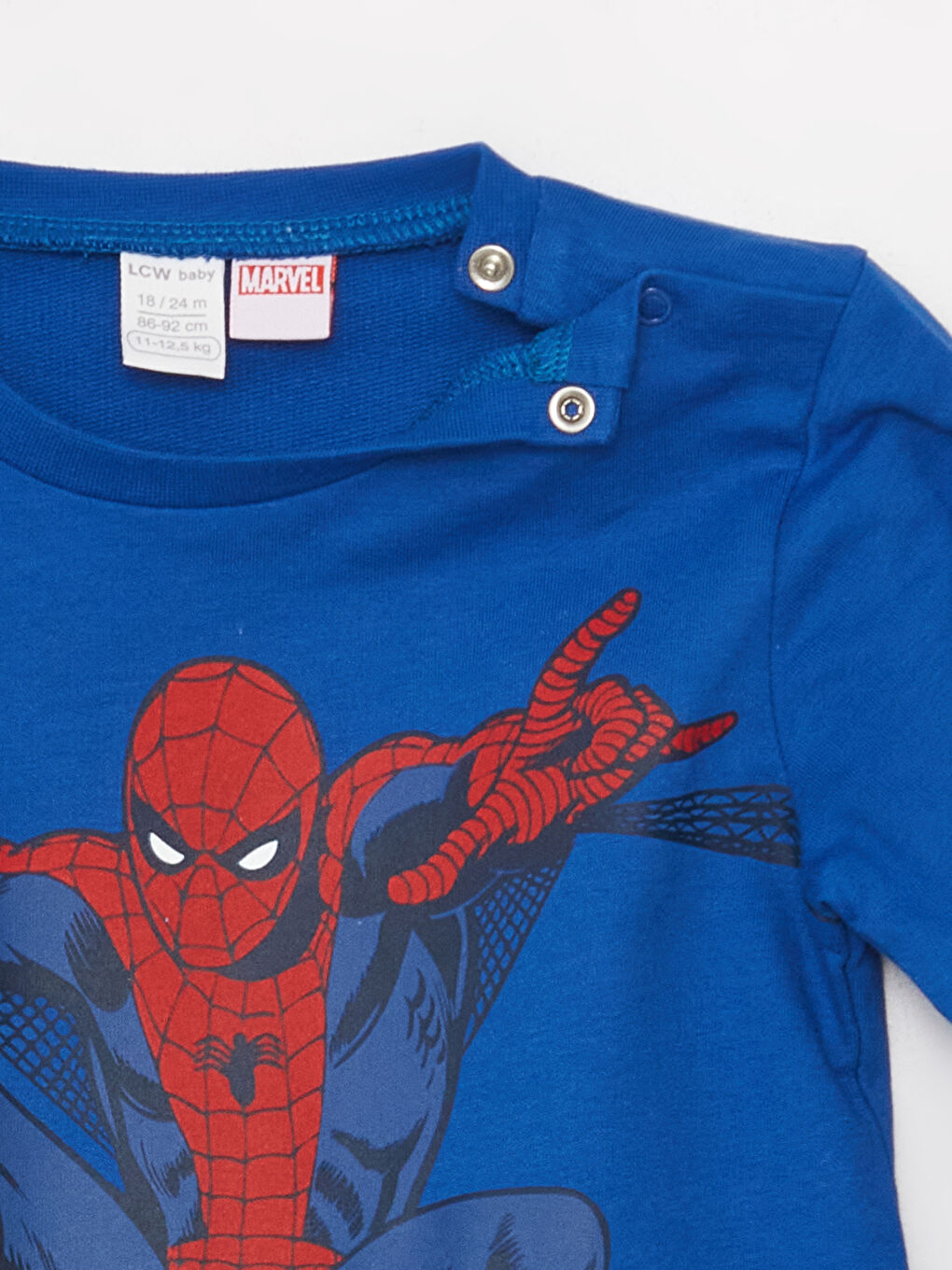 LCW baby Koyu Mavi Bisiklet Yaka Spiderman Baskılı Uzun Kollu Erkek Bebek Pijama Takımı - 5